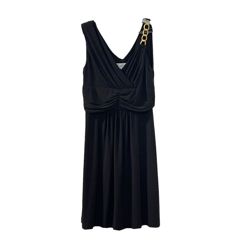 Ronnie Nicole Women's Black Sleeveless Cocktail Dress Gold Chain Accent Size 12